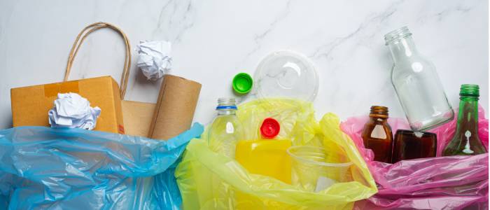 garbage sorted into garbage bags according to the type 1